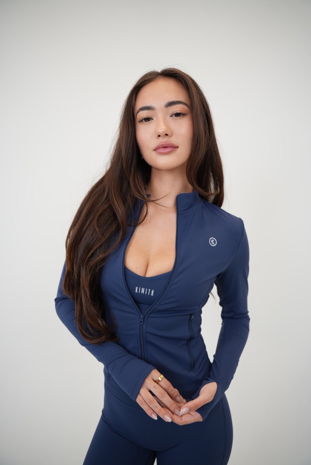 I Live in Luxury Navy Blue Sports Bra